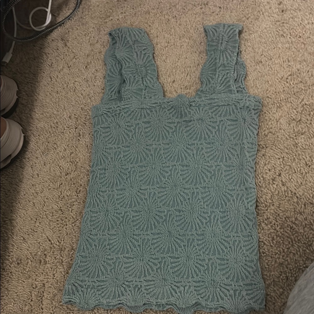 Textured Green Sleeveless Top